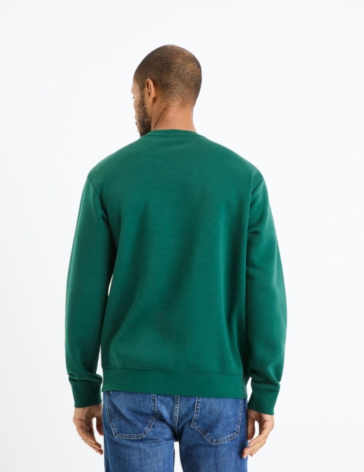 Homme Sweat Col Rond Coton Mélangé – Vert | Celio Sweats