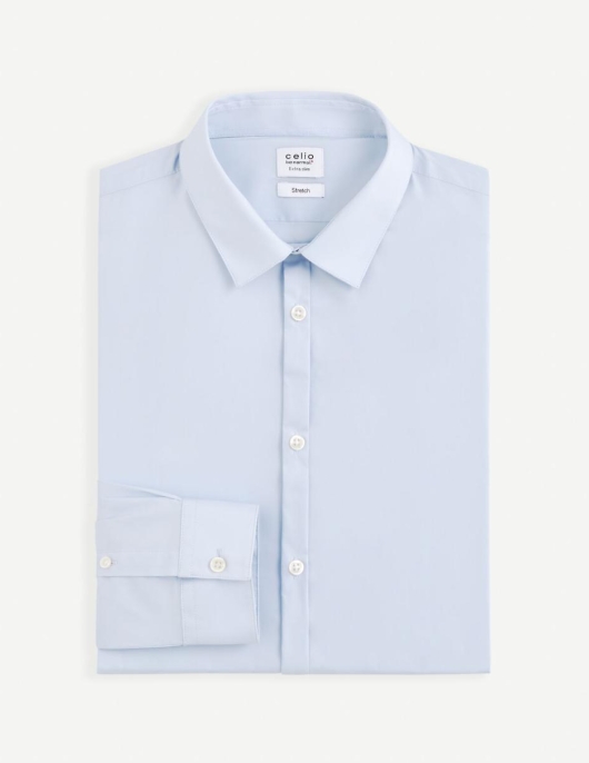 Homme Chemise Extra Slim Coton Stretch – Bleu Clair | Celio Chemises