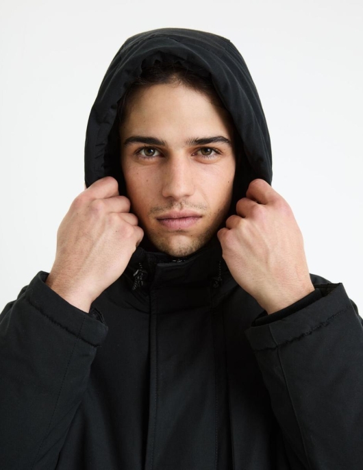 Homme Parka à Capuche – Noir | Celio Parkas