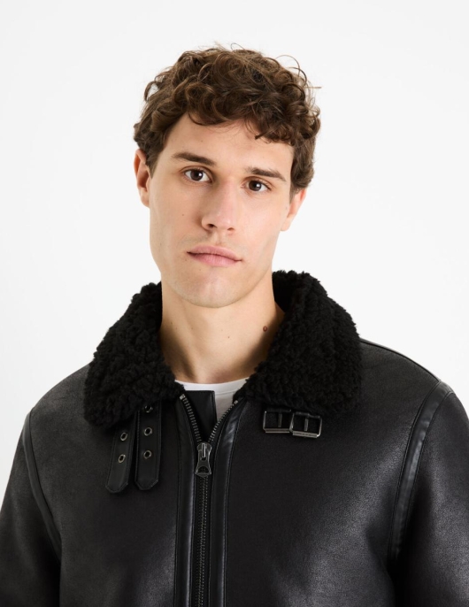 Homme Bombardier Doublé Sherpa – Noir | Celio Blousons