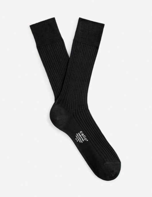 Homme Chaussettes Hautes Fil D'écosse – Noir | Celio Chaussettes