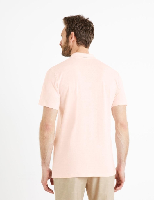 Homme Polo Lin Mélangé – Rose | Celio Polos