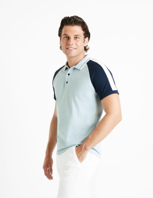 Homme Polo 100% Coton – Bleu Clair | Celio Polos