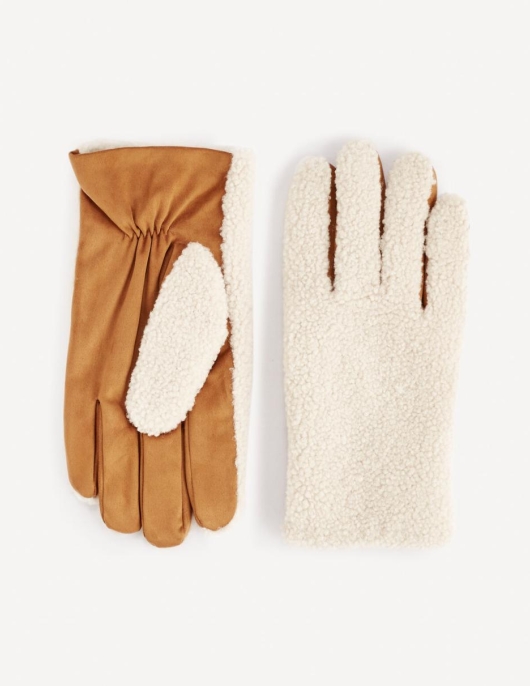 Homme Gants En Sherpa – Beige | Celio Gants