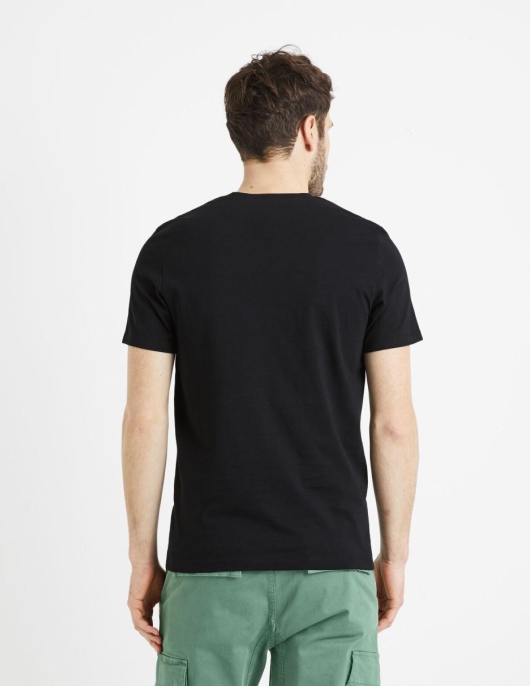 Homme T-shirt Col V 100% Coton -noir | Celio T-shirts