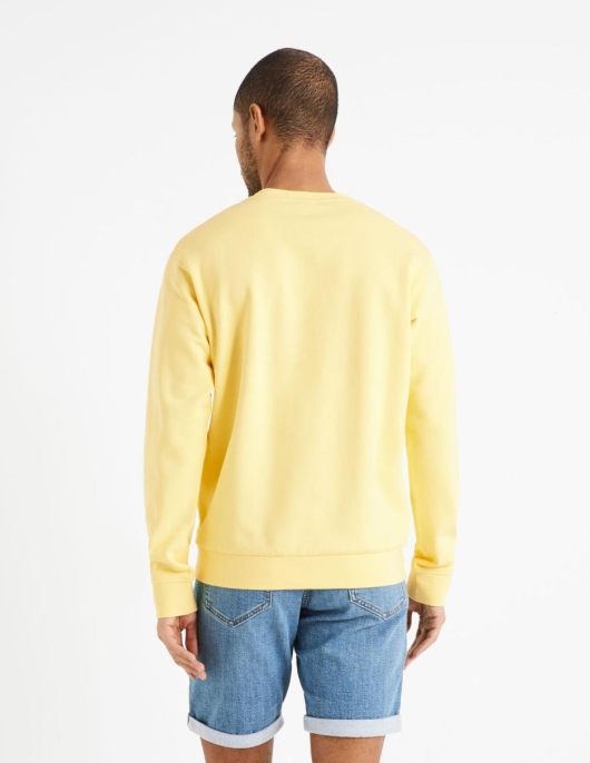 Homme Sweat Col Rond 100% Coton – Jaune | Celio Sweats