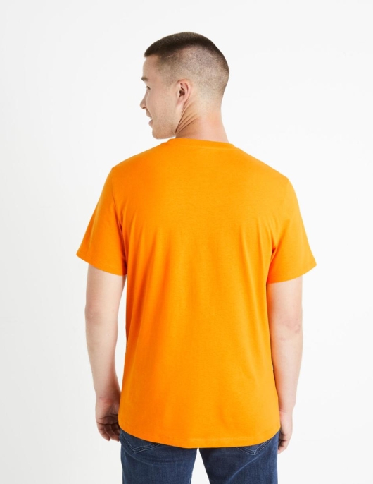 Homme T-shirt Col Rond 100% Coton – Orange | Celio T-shirts