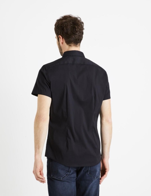 Homme Chemise Slim Coton Mélangé – Noir | Celio Chemises