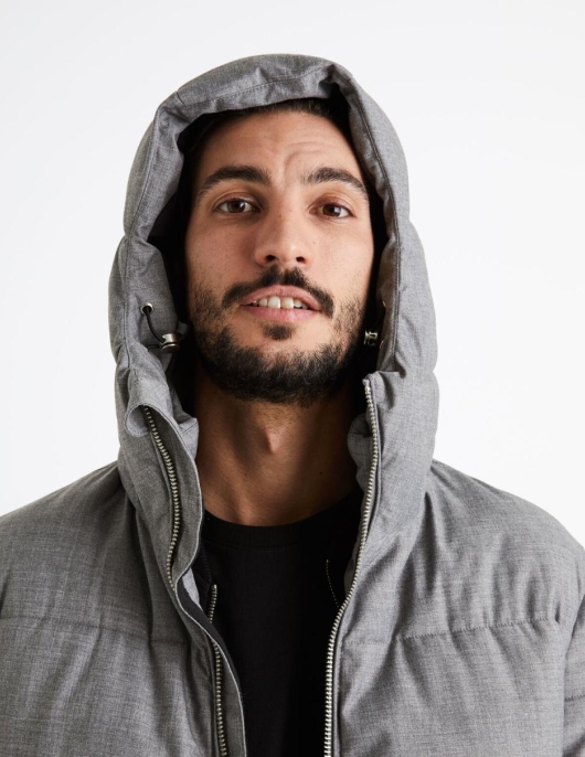 Homme Doudoune Chaude à Capuche – Gris | Celio Manteaux