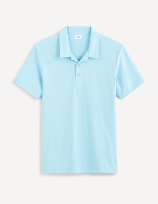 Homme Polo Col Cubain – Bleu | Celio Polos