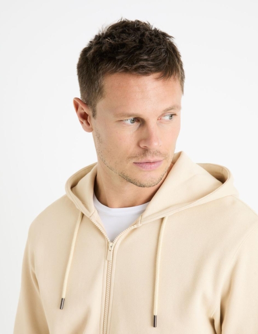 Homme Sweat Piqué Zippé Coton Mélangé – Beige | Celio Sweats