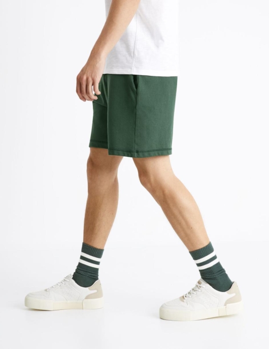 Homme Bermuda 100% Coton – Vert Sapin | Celio Bermudas