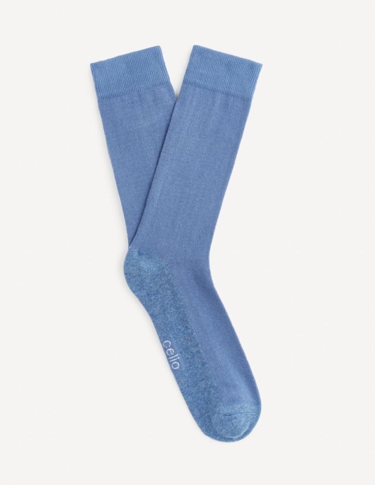 Homme Chaussettes Hautes En Coton Mélangé – Bleu | Celio Chaussettes