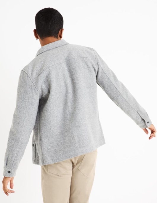 Homme Surchemise Oversize En Flanelle – Gris | Celio Chemises