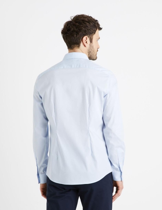 Homme Chemise Slim Coton Stretch – Bleu Clair | Celio Chemises