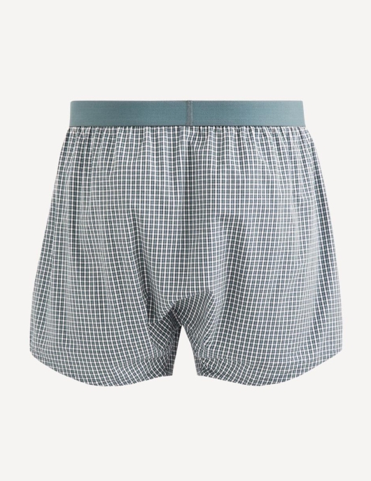 Homme Caleçon Popeline 100% Coton à Carreaux – Vert | Celio Caleçons