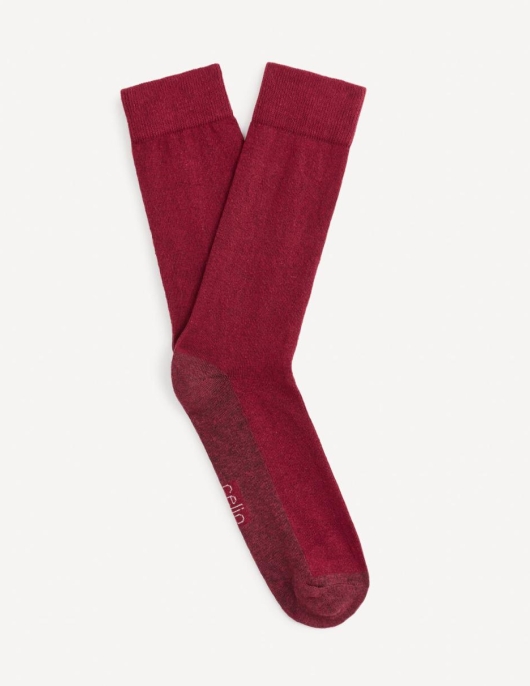 Homme Chaussettes Hautes En Coton Mélangé – Rouge | Celio Chaussettes