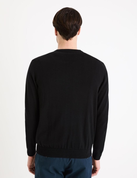 Homme Pull Col V 100% Coton – Noir | Celio Pulls Col V