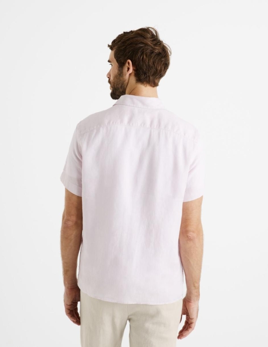 Homme Chemise Regular 100% Lin – Rose | Celio Chemises