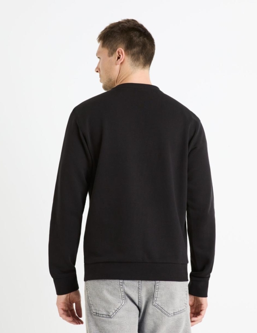 Homme Sweat Col Rond 100% Coton – Noir | Celio Sweats