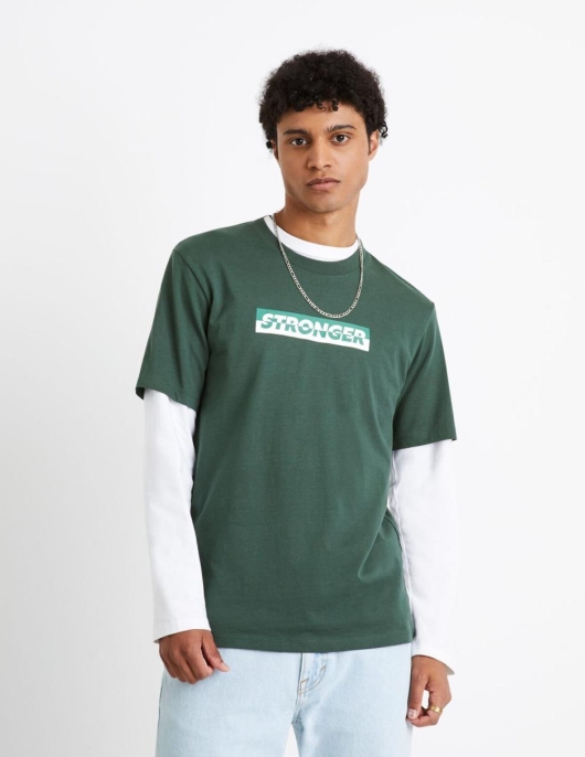 Homme T-shirt 100% Coton – Vert | Celio T-shirts