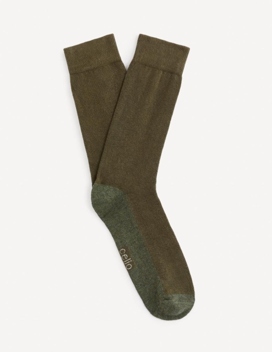 Homme Chaussettes Hautes En Coton Mélangé – Vert | Celio Chaussettes