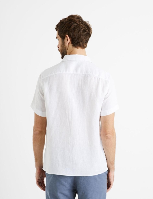 Homme Chemise Regular 100% Lin – Blanc | Celio Chemises