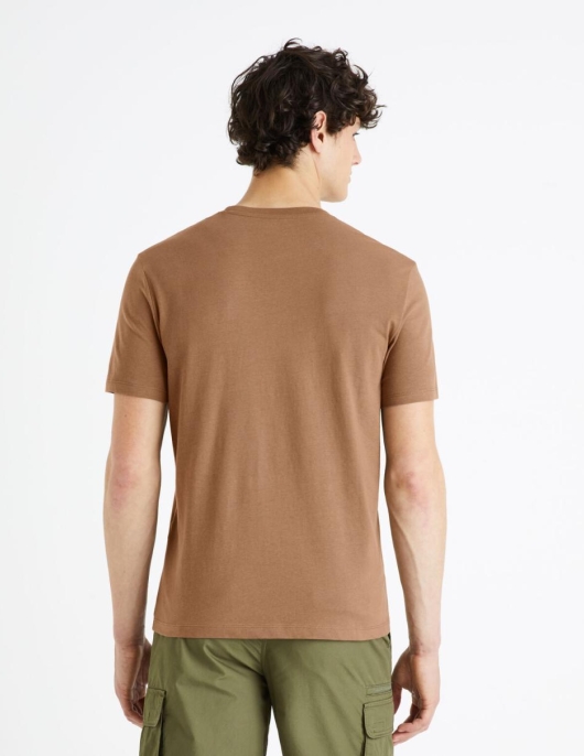 Homme T-shirt Col Rond 100% Coton – Taupe | Celio T-shirts