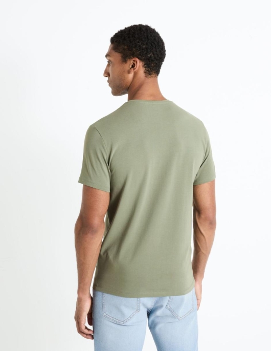 Homme T-shirt Col Rond Coton Stretch – Kaki | Celio T-shirts