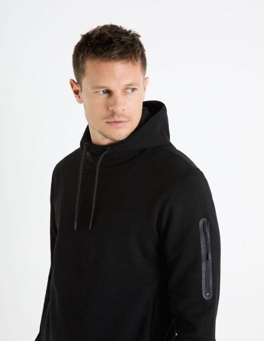 Homme Sweat à  Capuche Coton Mélangé – Noir | Celio Sweats