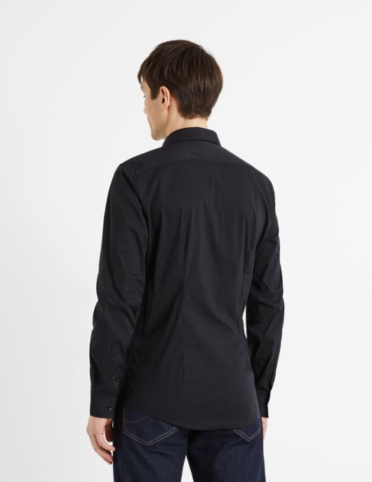 Homme Chemise Extra Slim Coton Stretch – Noir | Celio Chemises