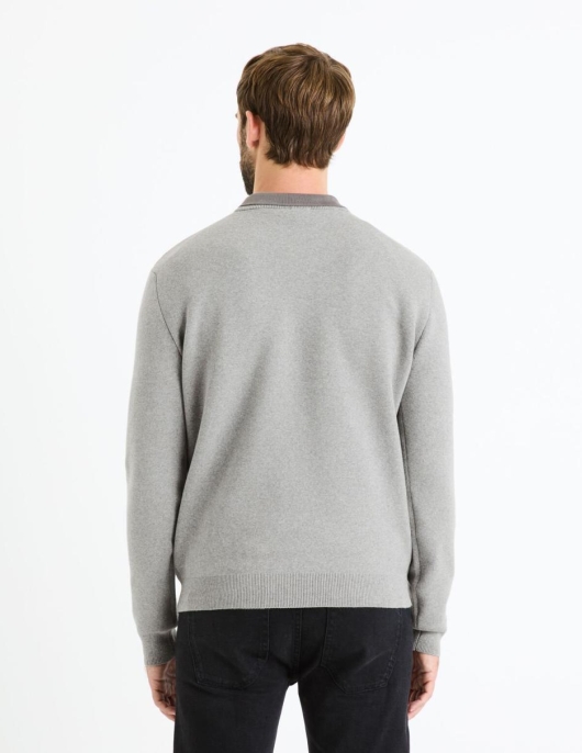 Homme Pull Col Rond Coton Mélangé – Gris Chine | Celio Pulls Col Rond